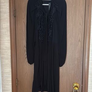 Ungaro Black Long Sleeve Ruffled Dress $550 off retail